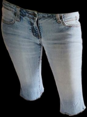 Retro Hint Brand Hip Hugger Knee Length Jean shorts
